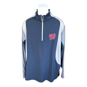 Antigua Washington Nationals Quarter-Zip Long Sleeve Pullover, XL, Athletic